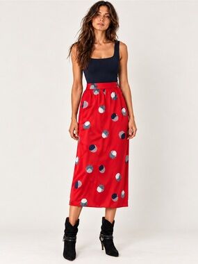 Vintage Maggy Boutique Red Polka Dot Midi Skirt  S/M